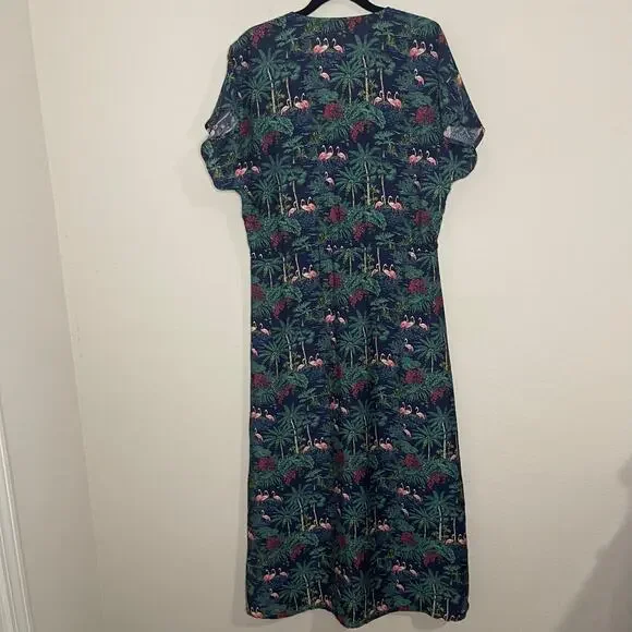 Vineyard Vines Textured Button Front Kaftan Dress Tropical Navy - Size XXS - Picture 8 of 8